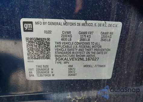 2022 GMC Terrain Awd Slt из США, поврежденный, VIN 3GKALVEV2NL167827